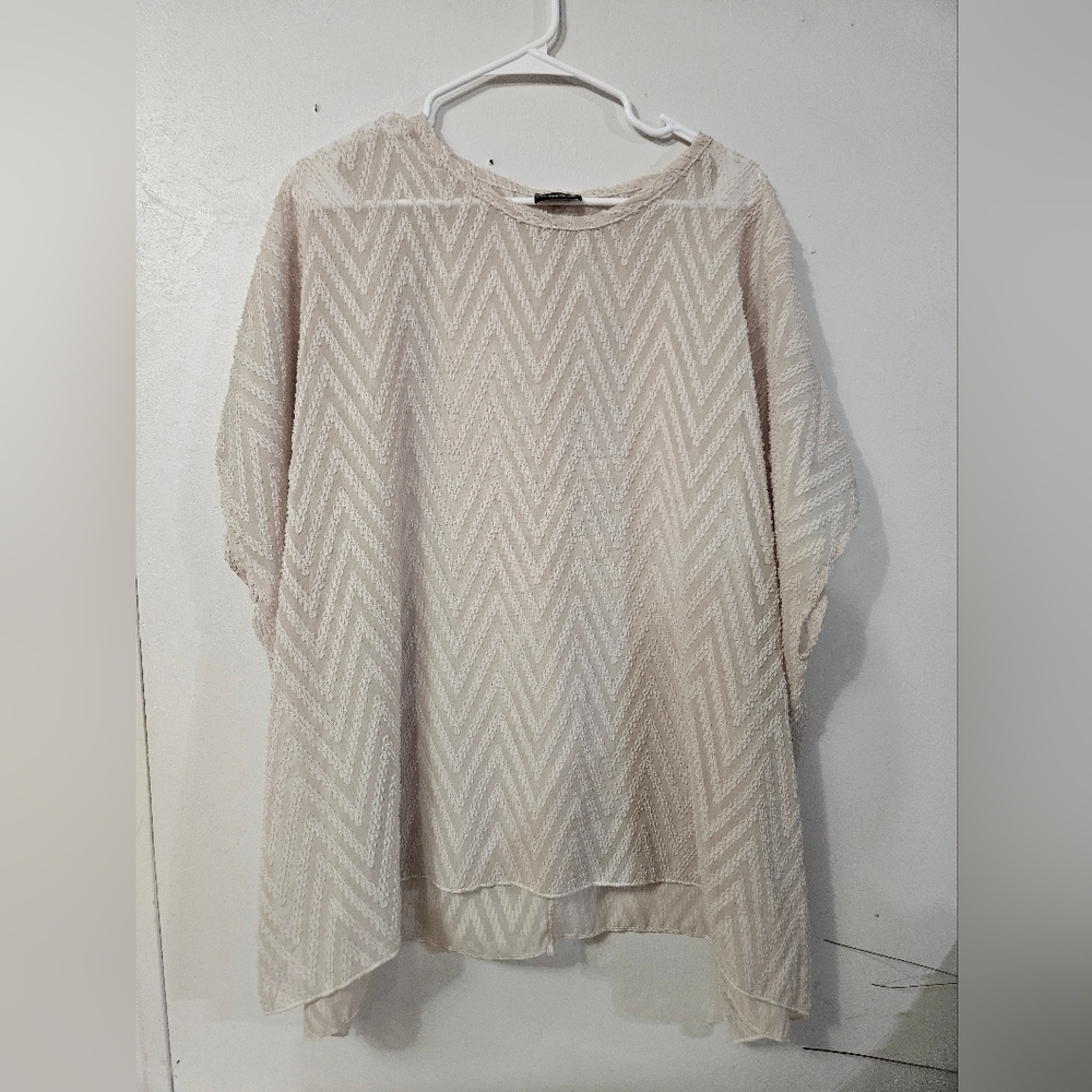 Audrey Oversized Cream Colorsd Chevron Swimsuit Cover Up!